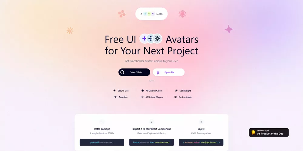 Сайт Avvvatars: сетка геометрических плейсхолдеров с разными цветами и фигурами