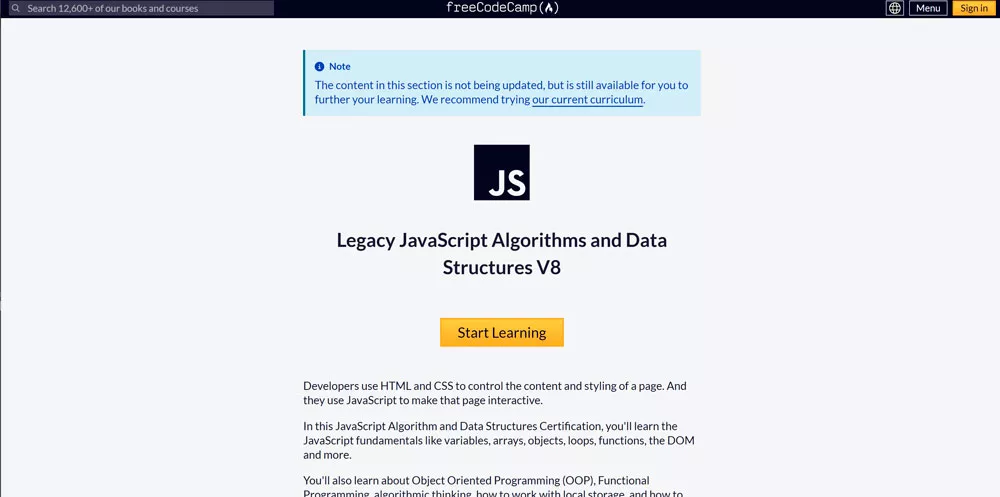 FreeCodeCamp &mdash; JavaScript Algorithms and Data Structures