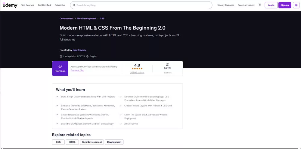 Udemy &mdash; Modern HTML & CSS From The Beginning (Including Sass)