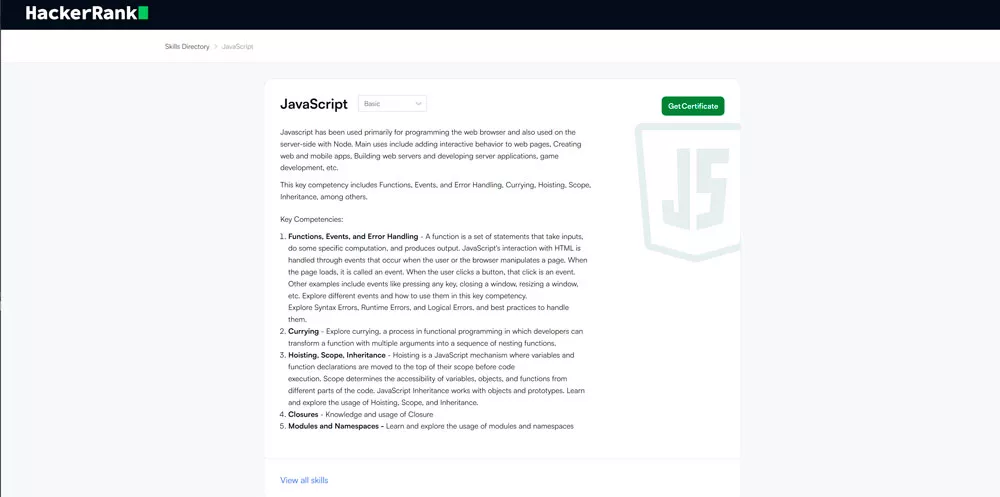 HackerRank &mdash; JavaScript (Basic)