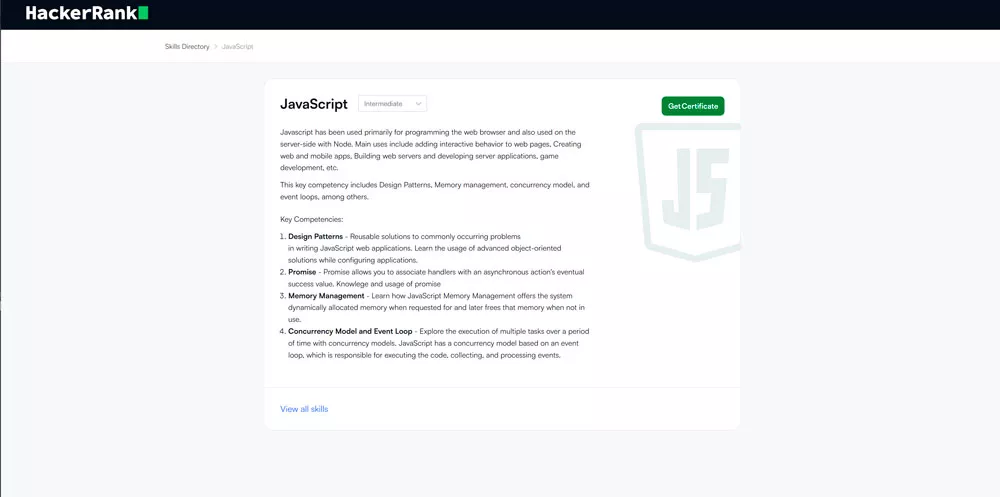 HackerRank &mdash; JavaScript (Intermediate)