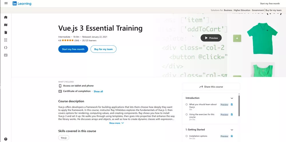 LinkedIn Learning &mdash; Vue.js Essential Training