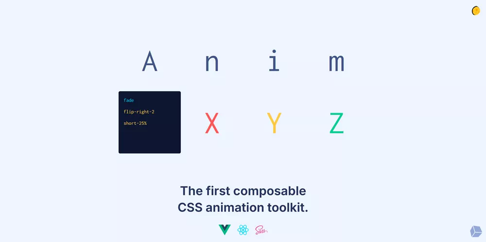 Интерактивный конструктор AnimXYZ: набор утилит слева и превью составленной анимации