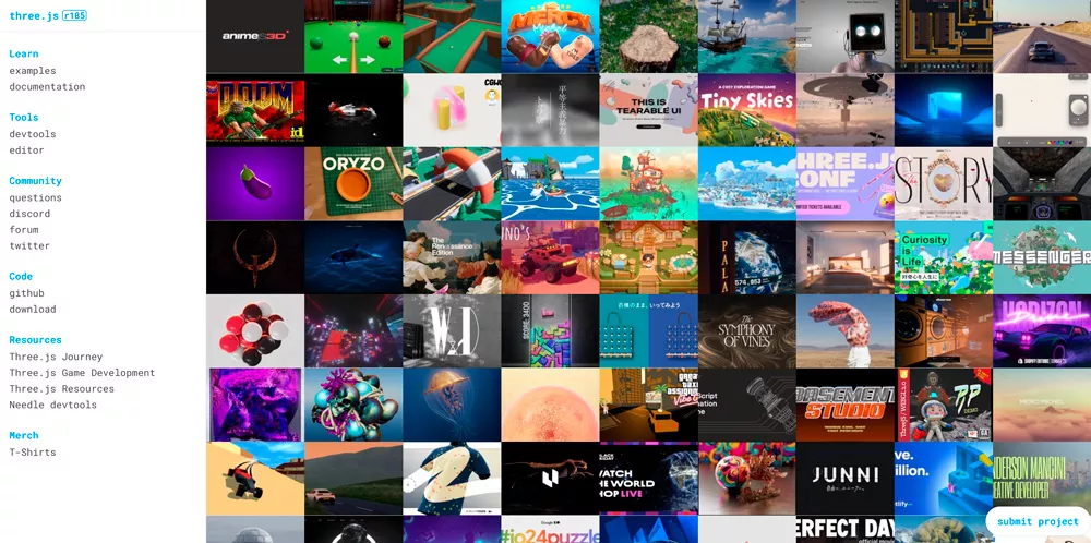 Сайт Three.js с интерактивной трёхмерной сценой на WebGL