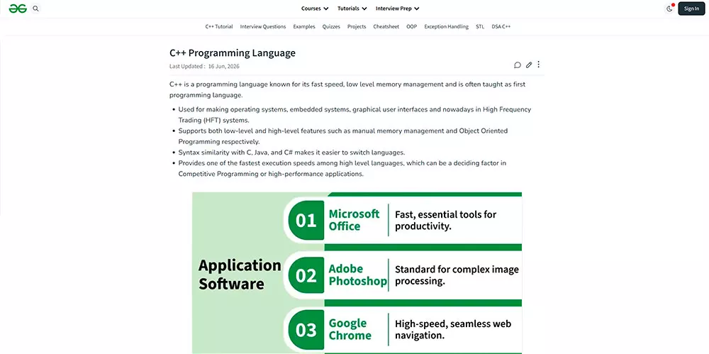 GeeksforGeeks — C++
