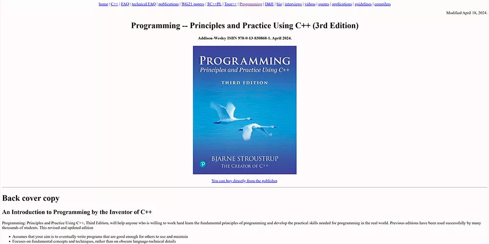 Programming: Principles and Practice Using C++ (Страуструп, 3-е изд., 2024)