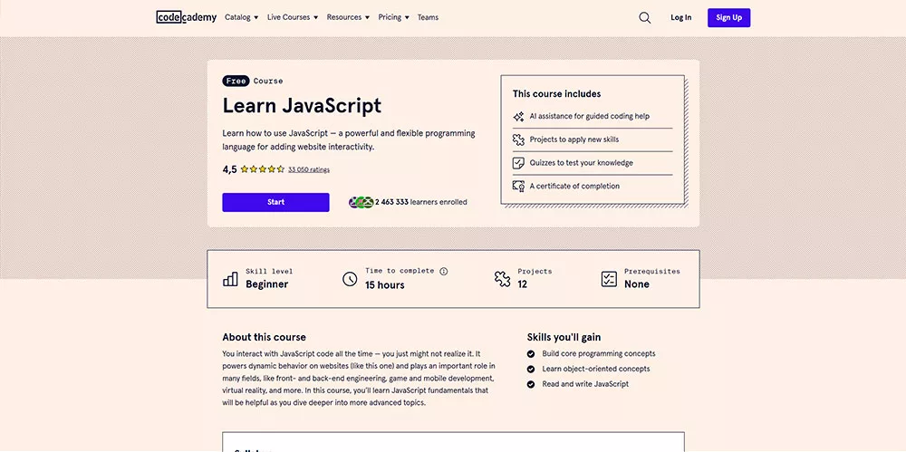 Codecademy — Introduction to JavaScript