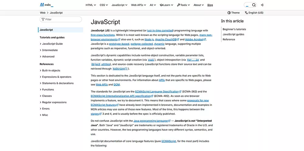 MDN Web Docs — JavaScript