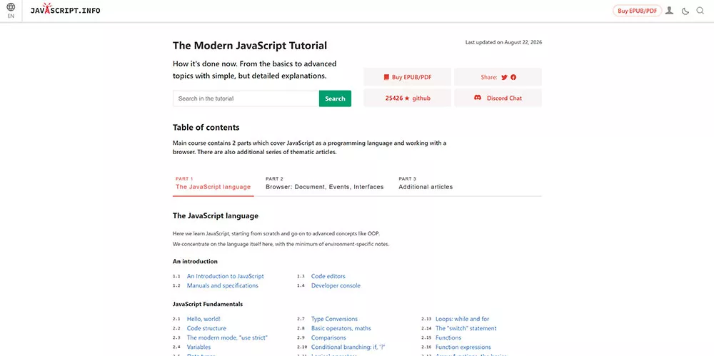 The Modern JavaScript Tutorial