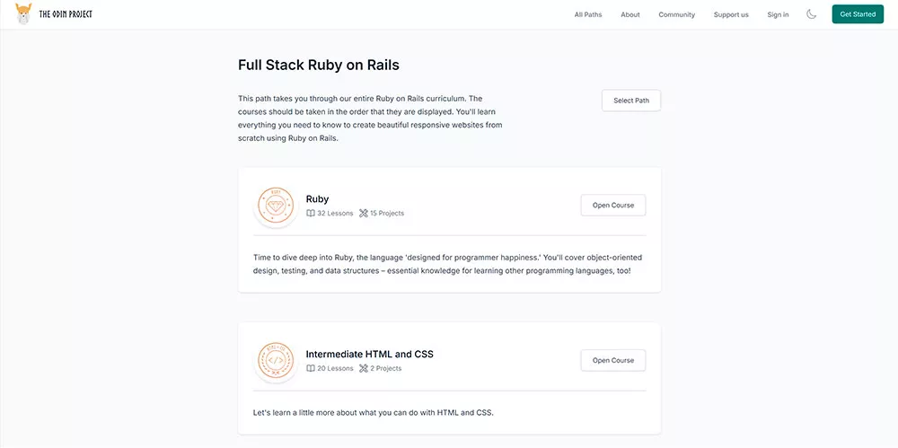 The Odin Project — Ruby on Rails Path