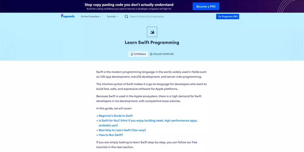 Programiz — Learn Swift Programming